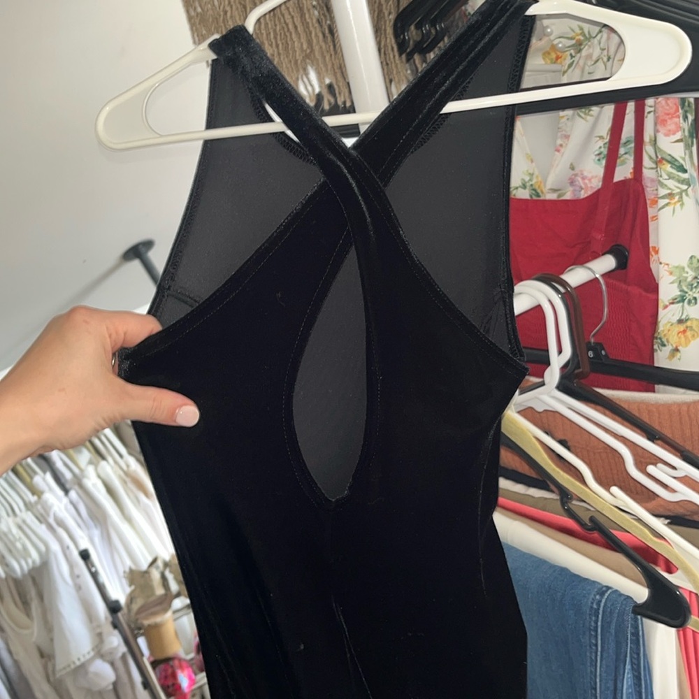 Vintage faux velvet black dress, size small